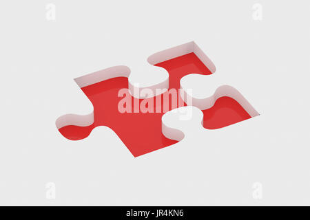 Red pezzo del puzzle, concetto aziendale rendering 3D Foto Stock