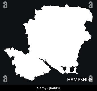 Hampshire REGNO UNITO Inghilterra mappa black invertito illustrazione silhouette Illustrazione Vettoriale