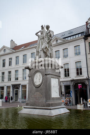 Ghent, Belgio - 26 Giugno 2011: Statua di Jan Frans Willems a Gand Foto Stock