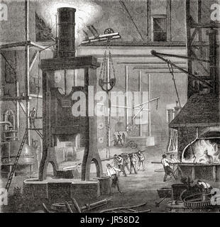 Un palazzo del XIX secolo il vapore martello o maglio. Da Les Merveilles de la Science, pubblicato 1870. Foto Stock