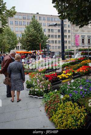 Ghent, Belgio - 26 Giugno 2011: mercato dei fiori Kouter di Gand Foto Stock