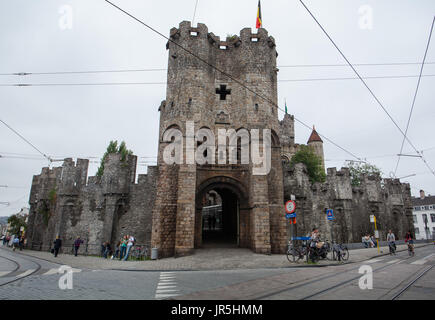 Ghent, Belgio - 26 Giugno 2011: il Castello di Gravensteen di Gand Foto Stock