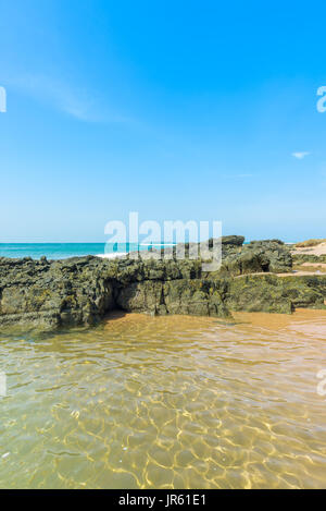 Spiaggia di texture di superficie sabbiosa con ondulazioni formate dal vento Foto Stock