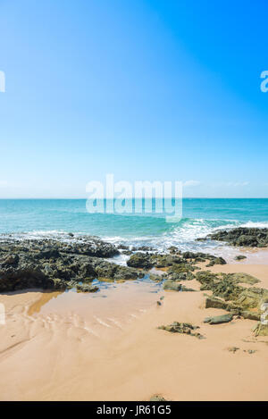 Spiaggia di texture di superficie sabbiosa con ondulazioni formate dal vento Foto Stock