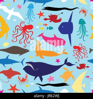 Seamless multicolore modello marino Illustrazione Vettoriale