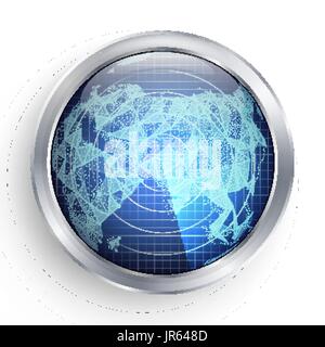 Vettore di radar. Asia. Abstract illustrazione del radar. Hightech astronave schermo Target concetto. Illustrazione Vettoriale