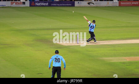 Brighton & Hove, Regno Unito, 3 agosto 2017. Sussex squali ha preso su Surrey a Hove in la NatWest T20 serie Blast, comprensibilmente vincente da 8 wickets dopo inseguendo un totale di 148 per 8, con più di 6 overs di ricambio. L'apertura batsmen di Chris Nash (foto) e Stiaan van Zyl ha segnato 64 e 52 rispettivamente per impostare la vittoria. Foto Stock