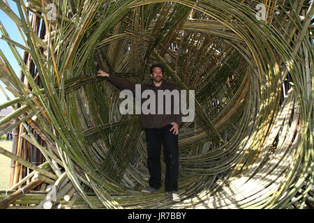 Sydney, Australia. Il 4 agosto 2017. Nella foto: Bower dalla grotta di Urban. La scultura a Barangaroo, presentato in partenariato con il molo di Barangaroo autorità per la consegna e la scultura dal mare, ha avuto il suo avvio di media player su a Barangaroo riserva. Il lancio previsto un primo sguardo a questo anno la mostra a Sydney il più spettacolare Harbour Foreshore riserva. Credito: Richard Milnes/Alamy Live News Foto Stock