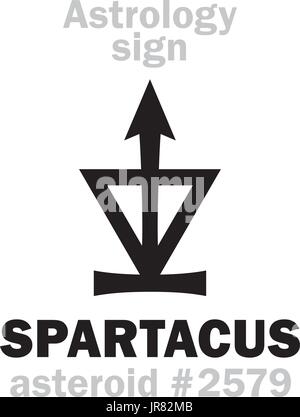 Alfabeto astrologia: Spartaco, asteroide #2579. Caratteri geroglifici segno (simbolo unico). Illustrazione Vettoriale
