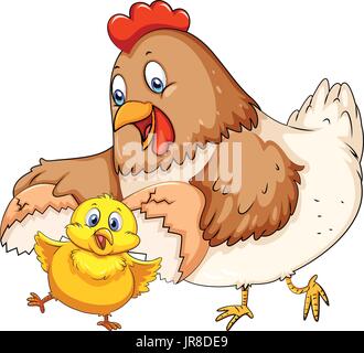 Chioccia e poco chick illustrazione Illustrazione Vettoriale