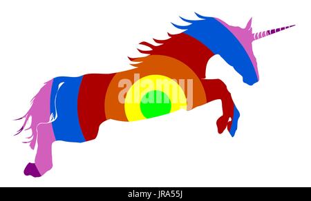 Illustrazione vettoriale di un arcobaleno colorato unicorn isolato su bianco Illustrazione Vettoriale