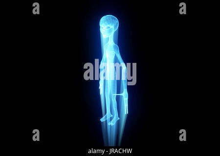 Alien in ologramma stile Wireframe. Bello il rendering 3D Foto Stock