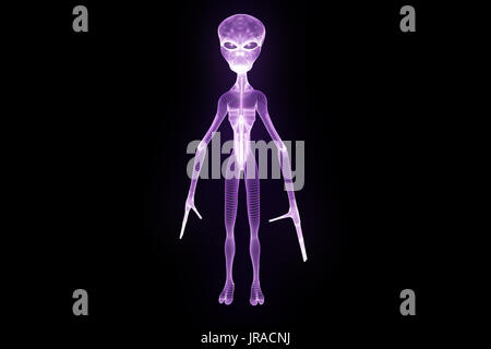 Alien in ologramma stile Wireframe. Bello il rendering 3D Foto Stock