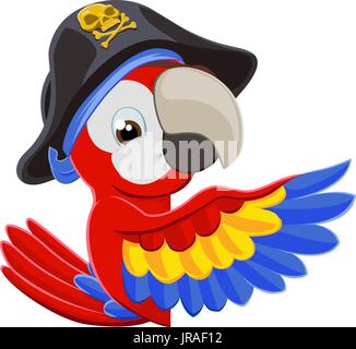 Peeking Cartoon Pirate Parrot Illustrazione Vettoriale