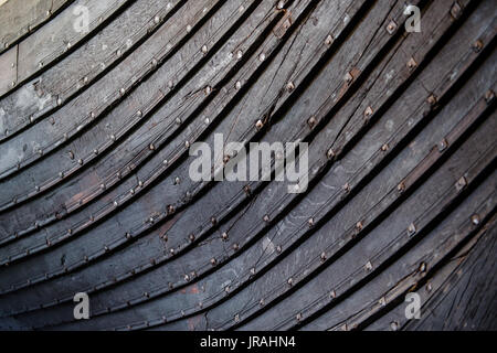 Close-up dettaglio del Oseberg Viking Ship, Oslo, Norvegia Foto Stock