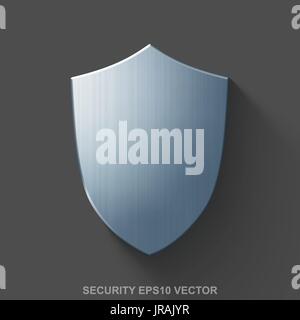 Piano di protezione metallico icone 3D. Acciaio lucido schermo su uno sfondo grigio. EPS 10, il vettore. Illustrazione Vettoriale