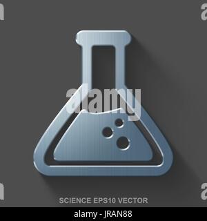 Metallica piana scienza icone 3D. Acciaio lucido pallone su sfondo grigio. EPS 10, il vettore. Illustrazione Vettoriale