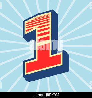 Il numero uno illustrazione vettoriale in stile retrò Illustrazione Vettoriale