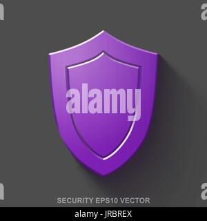 Metallica piana privacy 3D icona. Lucida viola la protezione in metallo su sfondo grigio. EPS 10, il vettore. Illustrazione Vettoriale
