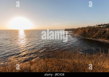 Rancho Palos Verdes oceano pacifico tramonto nella Contea di Los Angeles, California. Foto Stock