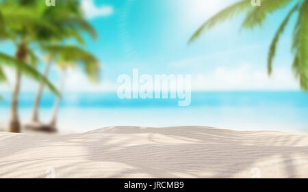 Isola con sabbia bianca e palme, 3D render Foto Stock