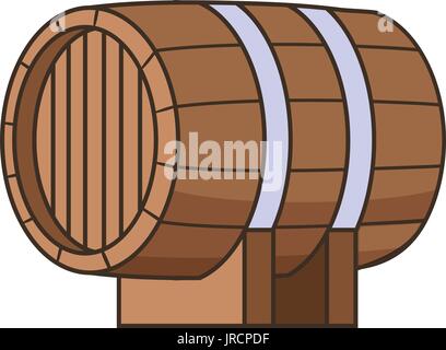 Orizzontale botte di legno icona, stile cartoon Illustrazione Vettoriale