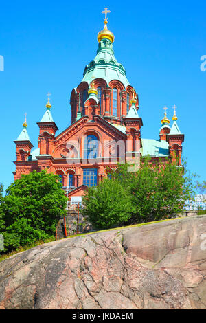 Cattedrale Uspensky a Helsinki in Finlandia Foto Stock