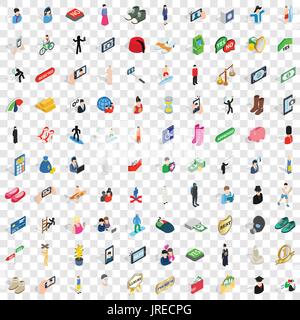 100 persone set di icone isometrica 3d style Illustrazione Vettoriale