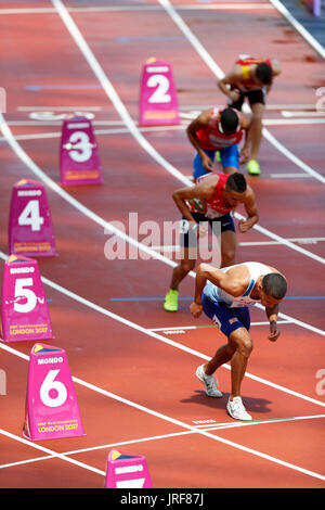 Londra, Regno Unito. 05-Ago-17. Inizio del 800m Uomini 3 di calore al 2017, IAAF Campionati del Mondo, Queen Elizabeth Olympic Park, Stratford, Londra, Regno Unito. Credito: Simon Balson/Alamy Live News Foto Stock