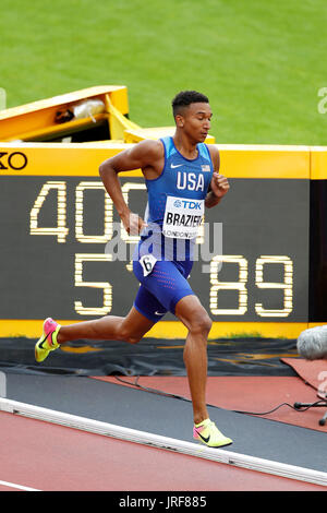 Londra, Regno Unito. 05-Ago-17. Donavan braciere, competere nel 800m Uomini 6 di calore al 2017, IAAF Campionati del Mondo, Queen Elizabeth Olympic Park, Stratford, Londra, Regno Unito. Credito: Simon Balson/Alamy Live News Foto Stock