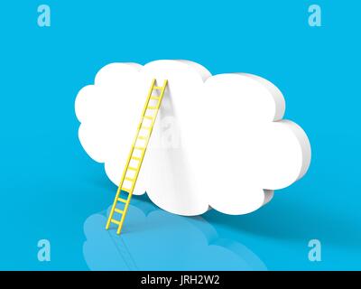 Scala del concetto di successo con nuvole bianche su sfondo blu Foto Stock