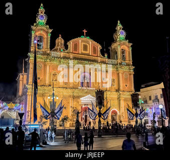 La chiesa parrocchiale di San Giuseppe è una cattolica romana chiesa parrocchiale barocca trova in msida, Malta creato nel 1867 da Monsignor Gaetano ritmo Forno. Foto Stock