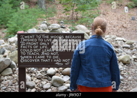 Transcendentalist Henry David Thoreau di Walden Pond e sito di cabina in concordia, Massachusetts Foto Stock