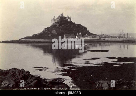 1892 albume fotografia di St Michael's Mount, Cornwall da James Valentine Foto Stock