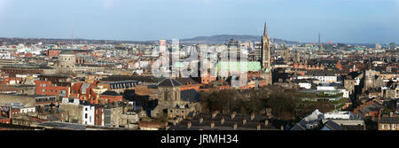 Panoramica vista sullo skyline della città di Dublino, Irlanda Foto Stock