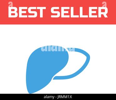 Icona di fegato . singolo di alta qualità Simbolo di contorno per il web design o mobile app. linea sottile segno per la progettazione del logo. pittogramma di colore blu su sfondo bianco. vect Illustrazione Vettoriale