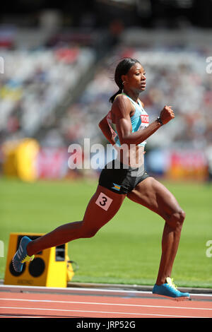 Londra, Regno Unito. 6 agosto 2017. Shaunae MILLER-UIBO che rappresenta le Bahamas a competere in donne 400m 2 di calore al 2017, IAAF Campionati del Mondo, Queen Elizabeth Olympic Park, Stratford, Londra, Regno Unito. Credito: Simon Balson/Alamy Live News Foto Stock