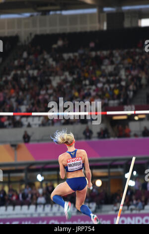 Londra, Regno Unito. Il 6 agosto 2017. IAAF Campionati del mondo. Domenica. Sandi Morris (USA). Pole Vault, finale donne. Credito: Matteo Chattle/Alamy Live News Credito: Matteo Chattle/Alamy Live News Foto Stock