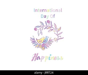 Biglietto di auguri per la Giornata internazionale della felicità Illustrazione Vettoriale