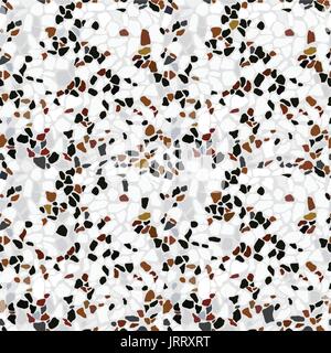 Terrazzo seamless pattern. Materiali da costruzione per pavimenti. La pietra e la roccia sfondo vettoriale infinite texture. Illustrazione Vettoriale