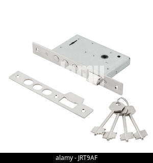 Gruppo serratura della porta su sfondo bianco Foto Stock