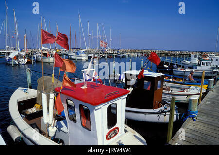 Aeroe isola, barche da pesca nel porto di Soeby, Fyn, Danimarca, Scandinavia, Europa Foto Stock