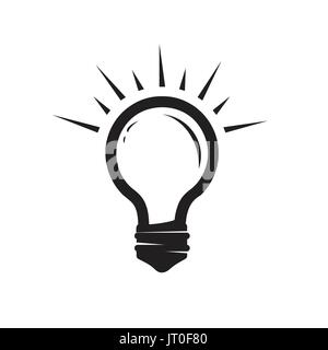 Semplice lampadina illustrazione, icona design, isolati su sfondo bianco. Illustrazione Vettoriale