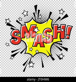 Smash! Suono di fumetti. Fumetto discorso bolla. Mezzitoni sfondo trasparente Illustrazione Vettoriale