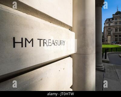 HM Treasury Office in Horse Guards Rd, Westminster, Londra, Regno Unito. Il Tesoro è il ministero delle finanze, controlla e coordina la spesa del governo britannico Foto Stock