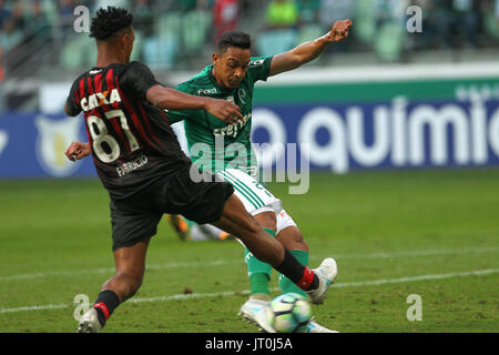 Sao Paulo, Brasile. 06 Ago, 2017. PALMEIRAS X ATLÉTICO PR - Antônio Carlos durante il match tra Palmeiras e il Atlético-PR, valido per il XIX round del campionato brasiliano 2017, tenutosi a Allianz Parque nella zona ovest di São Paulo (SP). (Foto: Jales Valquer/Fotoarena) Foto Stock