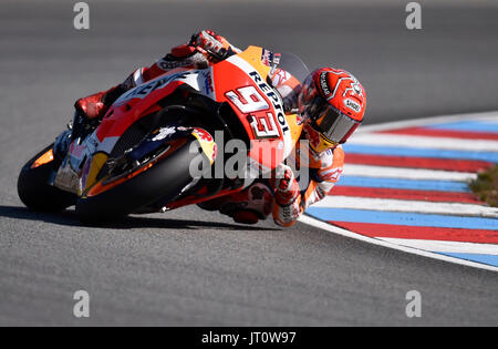 Lo spagnolo motorcycle road racer Marc Marquez in azione durante il Gran Premio della Repubblica ceca 2017 sul circuito di Brno in Repubblica Ceca il 5 agosto 2017. (CTK foto/Lubos Pavlicek) Foto Stock