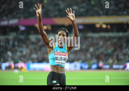 Londra, Regno Unito. Il 7 agosto, 2017. Shaunae MILLER-UIBO, Bahamas,, durante il misuratore 400 semi finali a Londra il 7 agosto 2017 a 2017 IAAF Campionati del Mondo di atletica leggera. Credito: Ulrik Pedersen/Alamy Live News Foto Stock