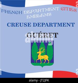 Emblemi ufficiali delle città del dipartimento francese Creuse Illustrazione Vettoriale