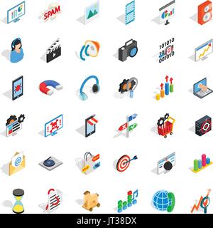 Operazione Web set di icone, stile isometrico Illustrazione Vettoriale